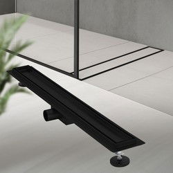 Roestvrijstalen Douchegoot Betegelbaar 80 cm en Sifon Complete Set Zwart Vlak LuxeBad