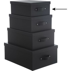 5Five Opbergdoos/box - zwart - L28 x B22 x H11 cm - Stevig karton - Industrialbox - Opbergbox