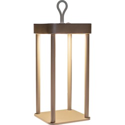 Portable lantaarn 12x12x24 cm taupe