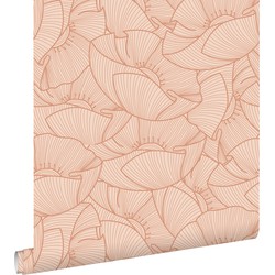 ESTAhome behang klaprozen terracotta roze - 0.53 x 10.05 m - 139706