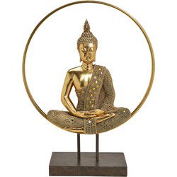 Displaystand Buddha in cirkel van poly, metaal goud (B/H/D) 49x65x17cm