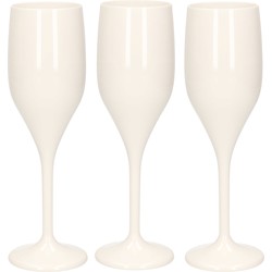Set van 6x stuks champagneglazen/prosecco flutes wit 150 ml van onbreekbaar kunststof - Champagneglazen