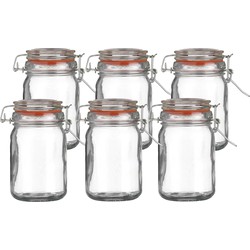 Urban Living Weckpot/inmaakpot - 6x - 250 ml - glas - met beugelsluiting - D7 x H12 cm - Weckpotten