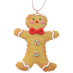 Kersthanger - gingerbread peperkoek mannetje -1x st- kunststof - 11 cm - Kersthangers
