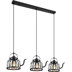 Industriële hanglamp Susanna - L:100cm - E27 - Metaal - Zwart
