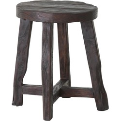 MUST Living Stool Gio Brown,45xØ35 cm, brown recycled teakwood with natural cracks