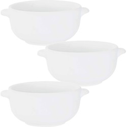 Set van 4x stuks kleine ovenschaaltjes wit van porselein 10 cm rond - Kommetjes