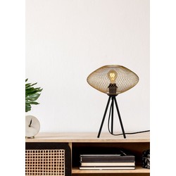 Cilindervormige vintage tafellamp 30 cm E27 mat goud/messing