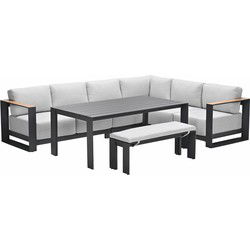 Garden Impressions Malakka lounge dining set 6-delig - valley sand - light teak look