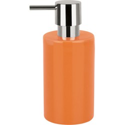 Spirella zeeppompje/dispenser Sienna - glans oranje - porselein - 16 x 7 cm - 300 ml - Zeeppompjes