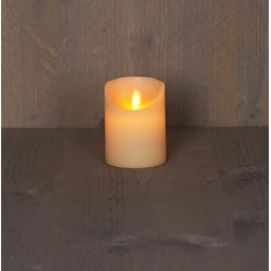 4 stuks - Batterijverlichting kaars wax rustiek bewegende vlam 7,5x10cm ivoor 3xaaa/timer