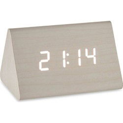 Giftdecor Tafelklok/wekker/alarmklok Pyramid - wit - 12 x 8 cm - Wekkers