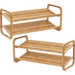 Schoenenrekken - 2 stuks - bamboe hout - stapelbaar - 74 x 33 x 33 cm - Schoenenrekken