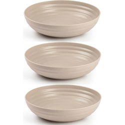 Set van 6x kommetjes/schaaltjes - Dessert/ontbijt - Kunststof - D22 cm - Taupe - Kommetjes