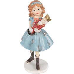 Clayre & Eef Decoratie Beeld Kind 12 cm Blauw Polyresin Kerstfiguren