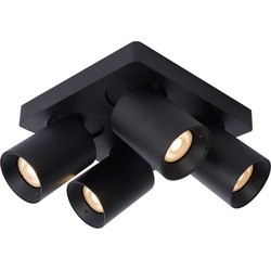 4 spots plafondlamp kokers LED zwart 4x5W dim to warm