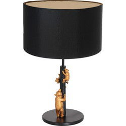 Anne Lighting - tafellamp - Animaux - zwart - metaal stof - Ø 20cm - E27 - 7203ZW