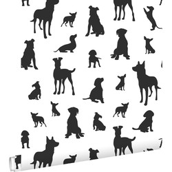 ESTAhome behang honden zwart wit - 50 x 900 cm - 139332