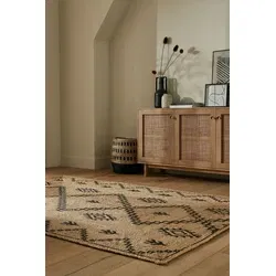 Rowen Patterned vloerkleed - Laagpolig - Jute Modern - Naturel / Beige / Zwart - 160 X 230 CM