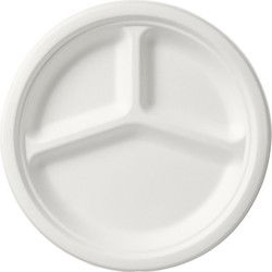 Duni Wegwerp fondue/gourmet borden - 50x - 3-vaks - wit - D26 cm - Gourmetborden