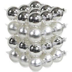 36x Glazen kerstballen mat/glans zilver 6 cm - Kerstbal