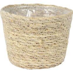 Steege Plantenpot - beige - gevlochten zeegras - 13 x 10 cm - Plantenpotten