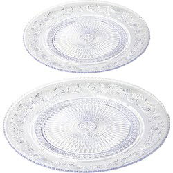 Kunststof borden - set 8x stuks - ontbijt/dinerborden - 18 en 31 cm - Campingborden
