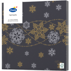 Servetten Snow Glitter Black 3-laags tissue 33 x 33 cm - Duni