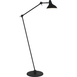 Retro Vloerlamp - Anne Light & Home - Metaal - Retro - E27 - L: 30cm - Voor Binnen - Woonkamer - Eetkamer - Zwart