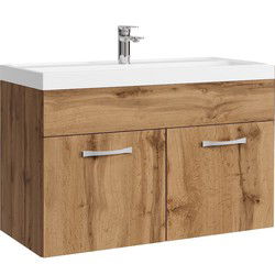 Badplaats Badkamermeubel Set Paso 01 80 x 40 cm - Eiken - Badmeubel met Wastafel