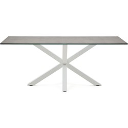 Kave Home - New Argo Tafel 200x100, wit porselein Iron Moss