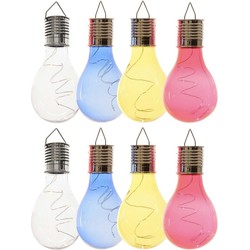 8x Buitenlampen/tuinlampen lampbolletjes/peertjes 14 cm transparant/blauw/geel/rood - Buitenverlichting