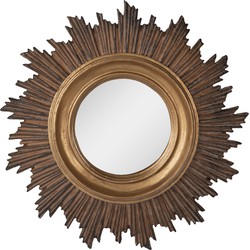 Clayre & Eef Spiegel Ø 18 cm Goudkleurig Kunststof Rond Bolle Spiegel Wand spiegel Muur spiegel