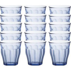 Drinkglazen/waterglazen Picardie - 24x stuks - blauw glas - 250 ML - Drinkglazen