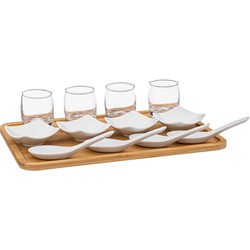 5Five Amuse/aperitief set - hapjes/saus/tapas - porselein - wit - 4 personen - Serveerplanken