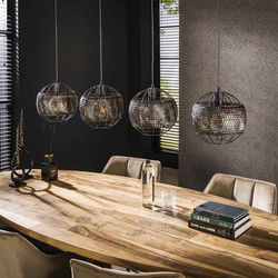 Hanglamp Zwart/Bruin - 4-Lichts - 135x25x150cm