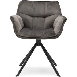 Riviera Maison Carnaby Dining Armchair Turning Leg, velvet III, anthracite