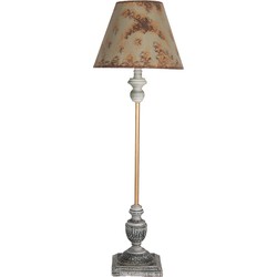Clayre & Eef Tafellamp Ø 24x72 cm Groen Metaal Hout Bureaulamp