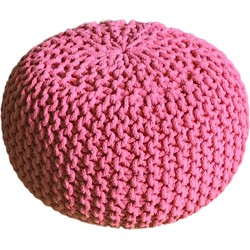 SVJ Poef Rond - 55 x 55 x 37 cm - Katoen - Roze