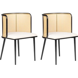 KOBUK - eetkamerstoel set van 2 - Lichtbeige/Zwart - Metaal