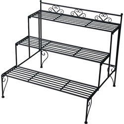Mega Collections Plantenrek/plantentrap - zwart - 73 x 60 x 63 cm - Plantenrekjes