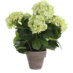 Mica Decorations Hortensia Kunstplant in Bloempot Stan - H45 x Ø45 cm - Groen