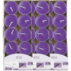 Geurtheelichtjes - 30x stuks - lavendel - paars - was - 3,5 uur - geurkaarsen