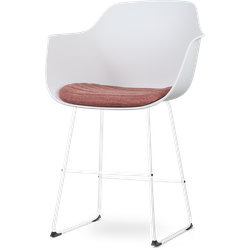 Nino-Liz barkruk wit met terracotta rood zitkussen - wit onderstel - 65 cm