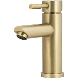 Luzzo® Como Brushed Brass - RVS Wastafelkraan Laag - Goud
