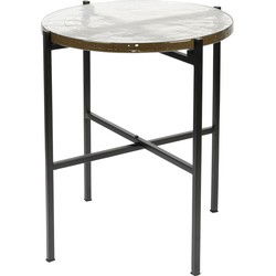 Dutchbone Vidrio Bijzettafel Rond 40 cm Glas/ Metaal Zwart