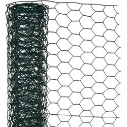 Schermgaas - groen - geplastificeerd staal - 50 x 1000 cm - zeskantig maaswijdte 25 x 25 mm - Gaas