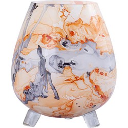 PTMD Windlicht Jamillia - 19x19x21 cm - Glas - Oranje