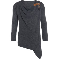 Knit Factory Emy Gebreid Dames Vest - Antraciet - 36/38 - Inclusief sierspeld