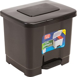 Plasticforte Pedaalemmer - 2-vaks - donkergrijs - 35L - 43 x 38 cm - Pedaalemmers